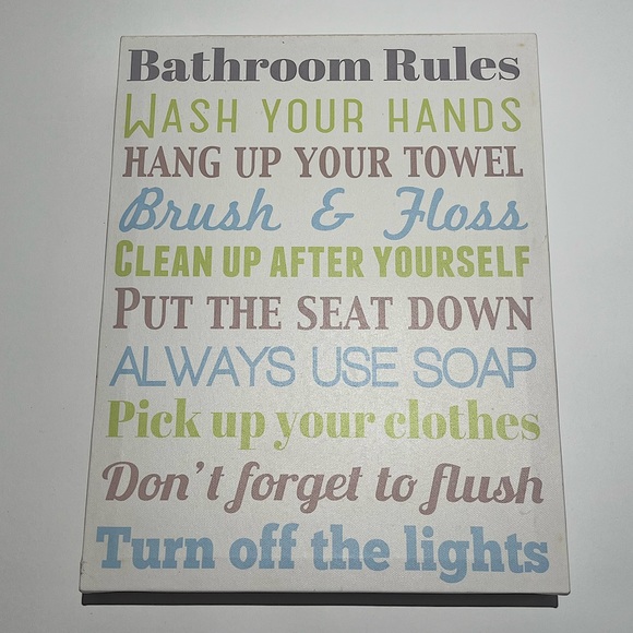 Louise Carey Other - Louise Carey Canvas Medium Decorative Bathroom Rules Wall Art 11”x14”
